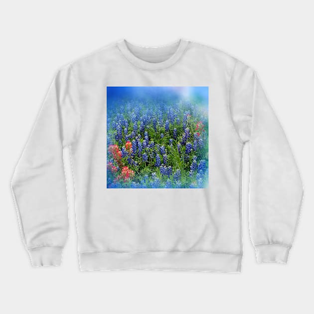 Pretty BlueBonnets - Blue and Red Hill Country Flowers - Spring Botanical Florals Crewneck Sweatshirt by Star58